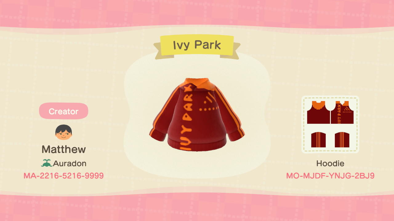 Animal Crossing Design Code: MO-MJDF-YNJG-2BJ9 Ivy Park