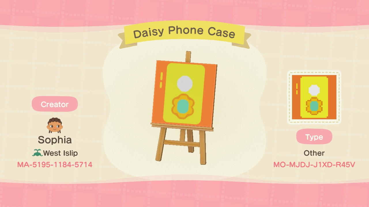 Animal Crossing Design Code: MO-MJDJ-J1XD-R45V Daisy Phone Case