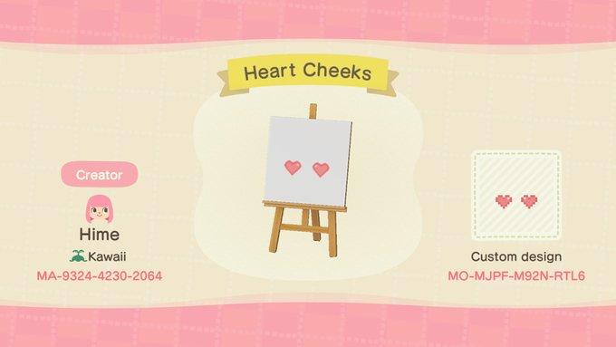Animal Crossing Design Code: MO-MJPF-M92N-RTL6 Heart Cheeks