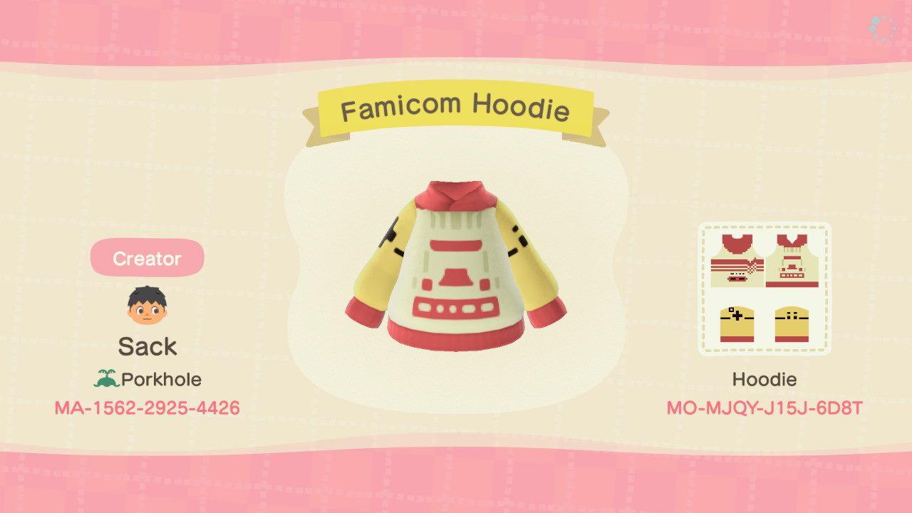 Animal Crossing Design Code: MO-MJQY-J15J-6D8T Famicom Hoodie