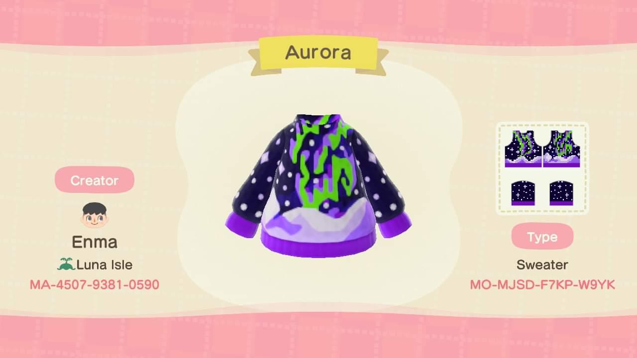 Animal Crossing Design Code: MO-MJSD-F7KP-W9YK Northern lights