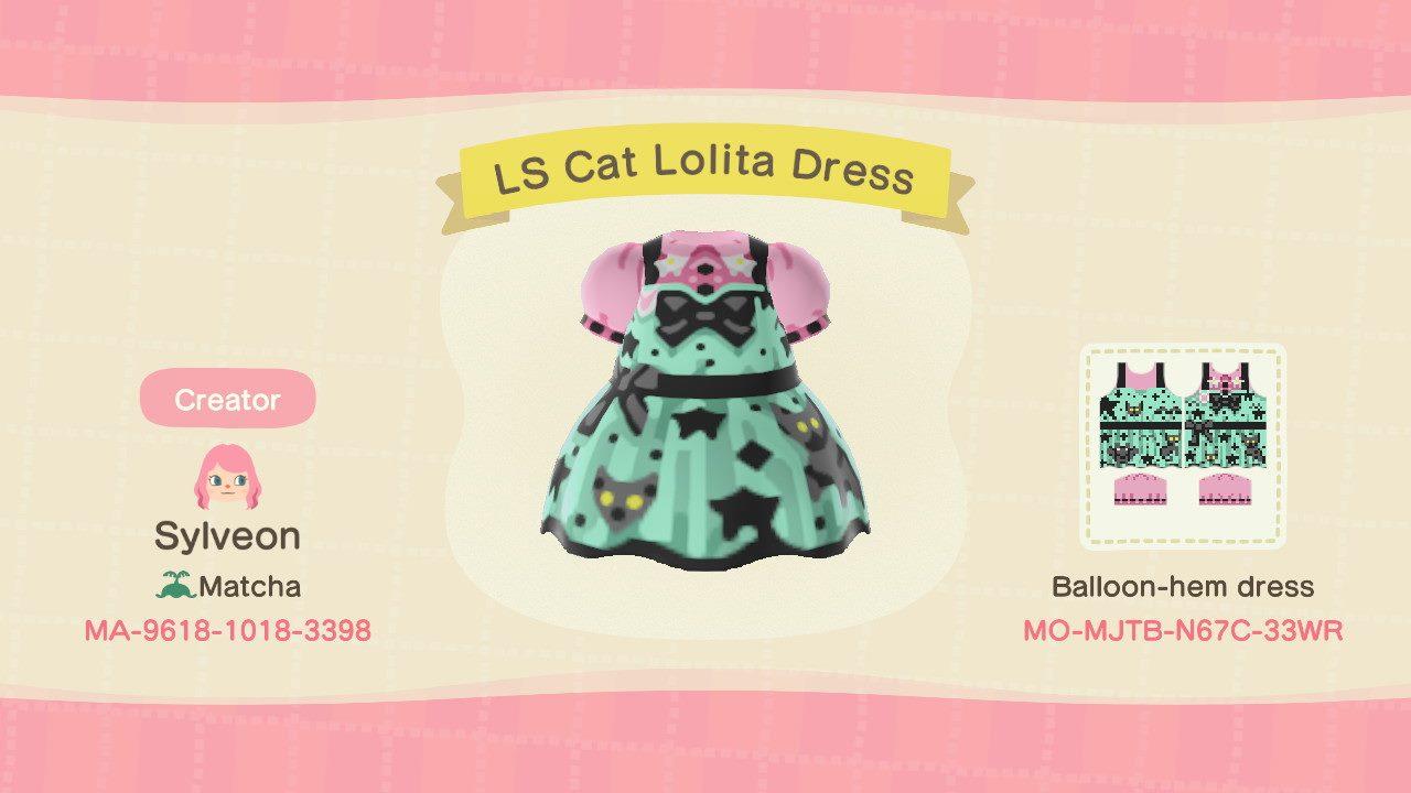 Animal Crossing Design Code: MO-MJTB-N67C-33WR LS Cat Lolita Dress