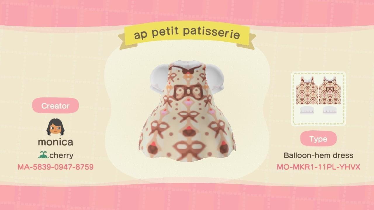 Animal Crossing Design Code: MO-MKR1-11PL-YHVX AP Petit Patisserie