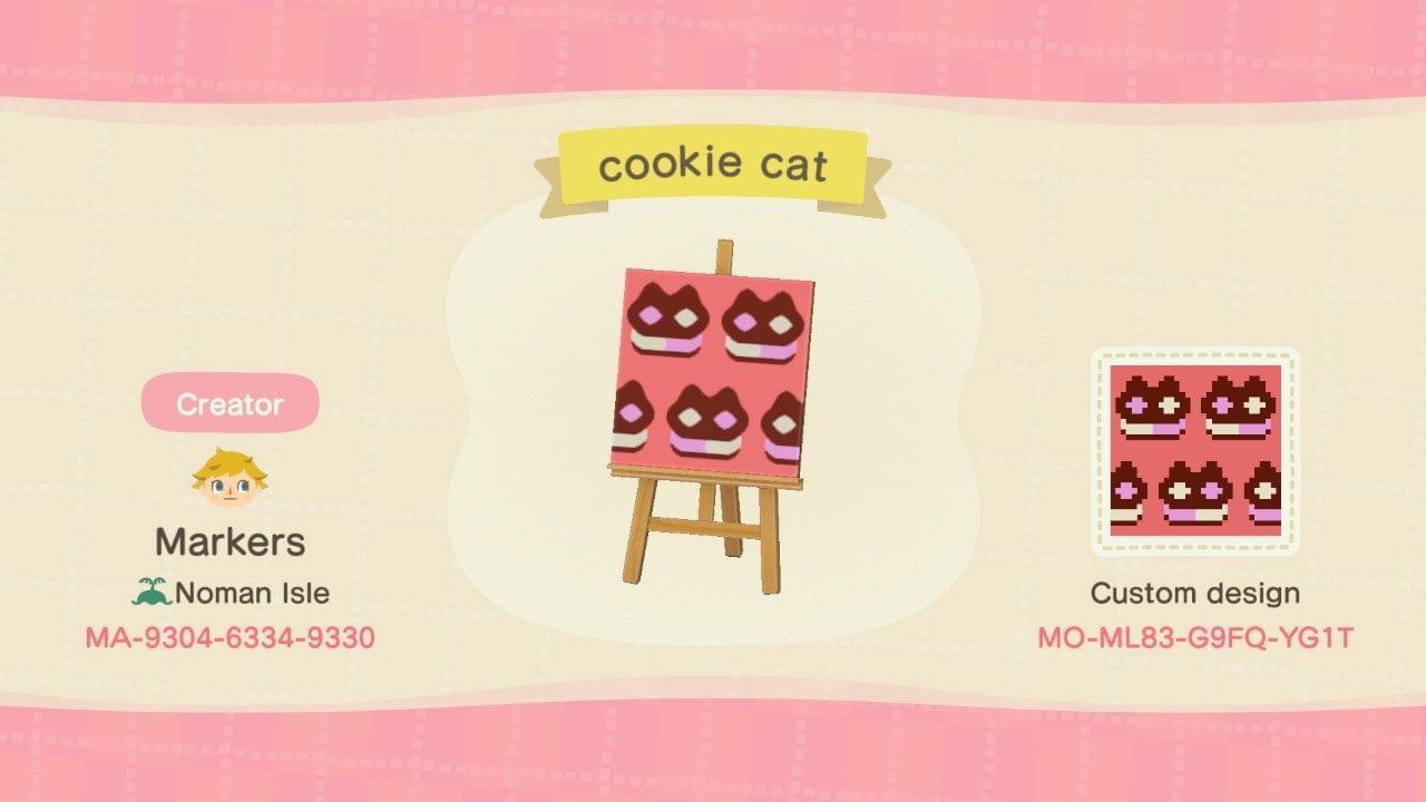 Animal Crossing Design Code: MO-ML83-G9FQ-YG1T Cookie cat wallpaper