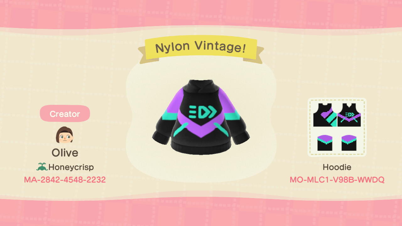 Animal Crossing Design Code: MO-MLC1-V98B-WWDQ Nylon Vintage!