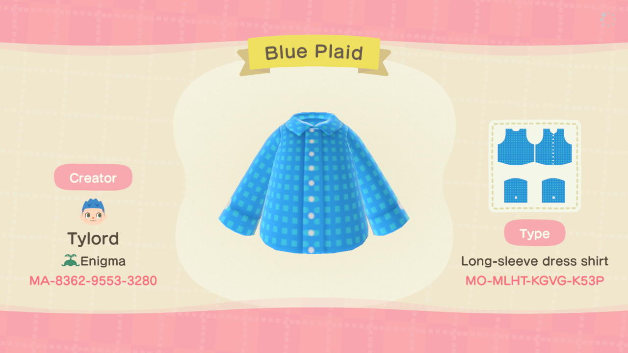 Animal Crossing Design Code: MO-MLHT-KGBG-K53P Blue Plaid