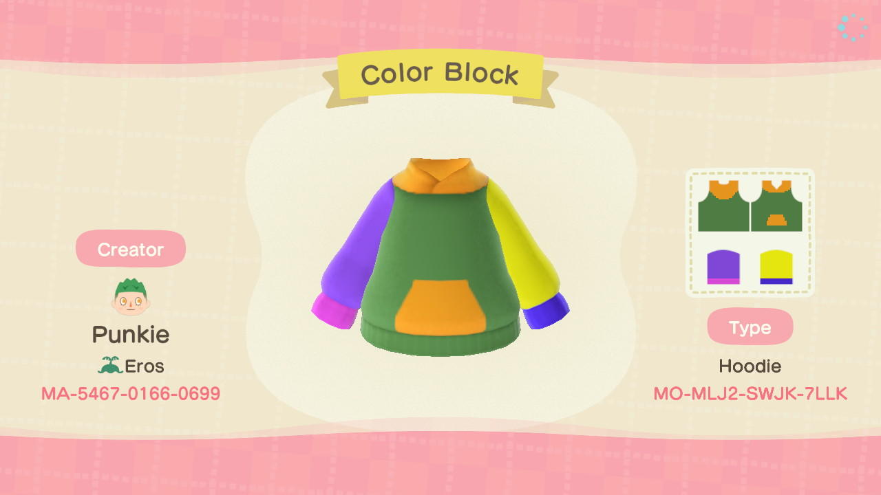Animal Crossing Design Code: MO-MLJ2-SWJK-7LLK Color Block