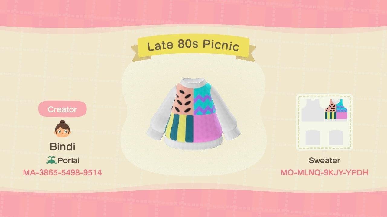 Animal Crossing Design Code: MO-MLNQ-9KJY-YPDH Late 80s Picnic