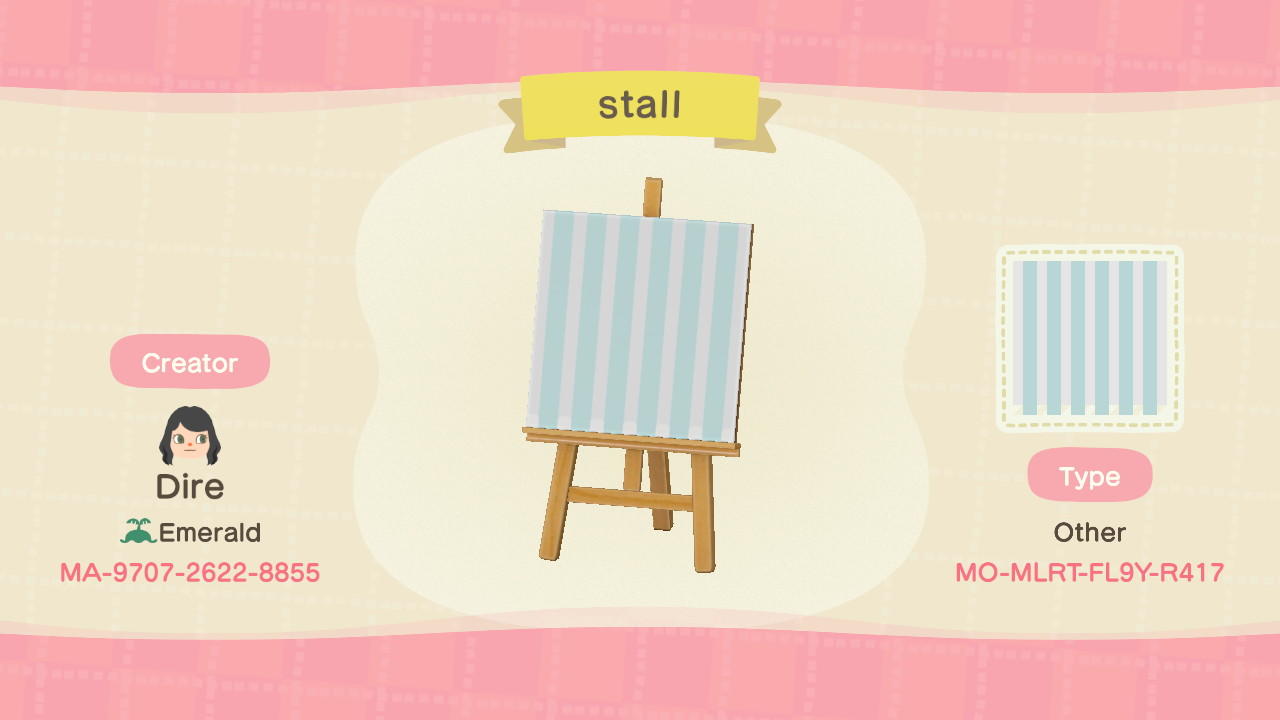 Animal Crossing Design Code: MO-MLRT-FL9Y-R417 Striped Stall