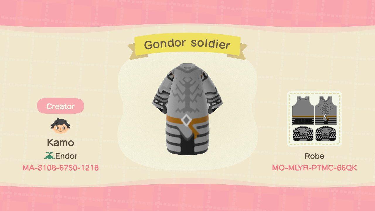 Animal Crossing Design Code: MO-MLYR-PTMC-66QK Gondor soldier