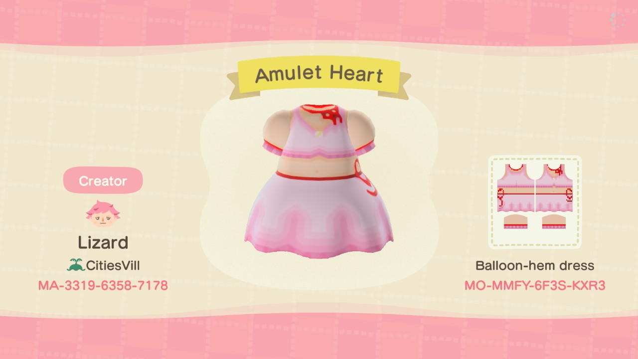 Animal Crossing Design Code: MO-MMFY-6F3S-KXR3 Amulet Heart