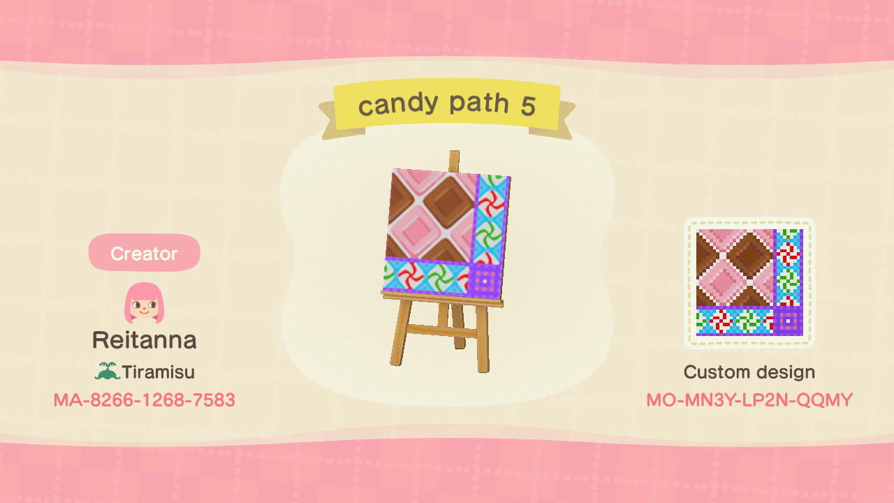 Animal Crossing Design Code: MO-MN3Y-LP2N-QQMY candy path 5