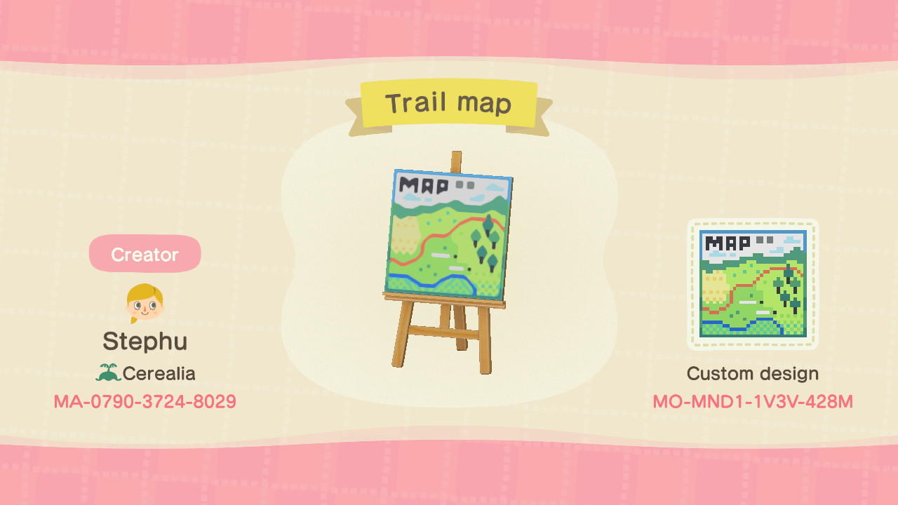 Animal Crossing Design Code: MO-MND1-1V3V-428M Trail Map