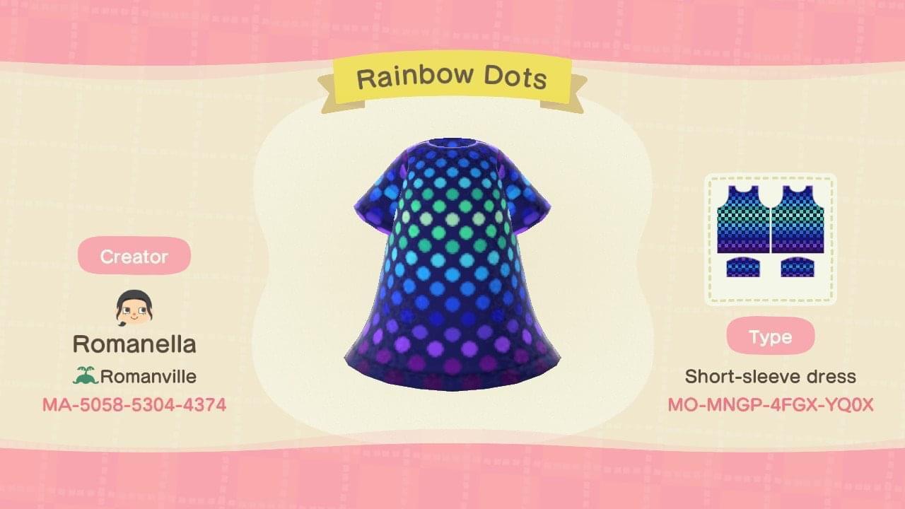 Animal Crossing Design Code: MO-MNGP-4FGX-YQ0X Rainbow Dots