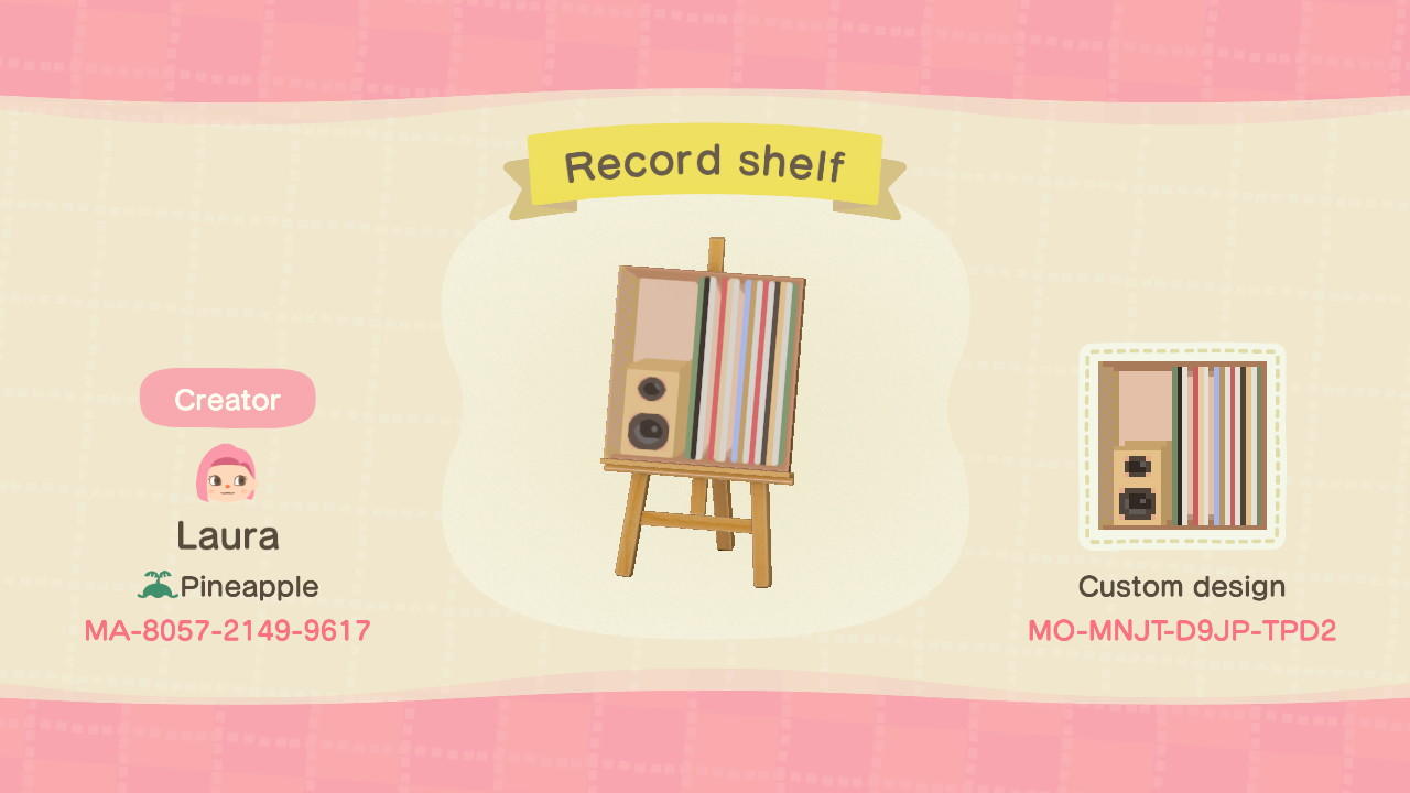 Animal Crossing Design Code: MO-MNJT-D9JP-TPD2 Records shelf