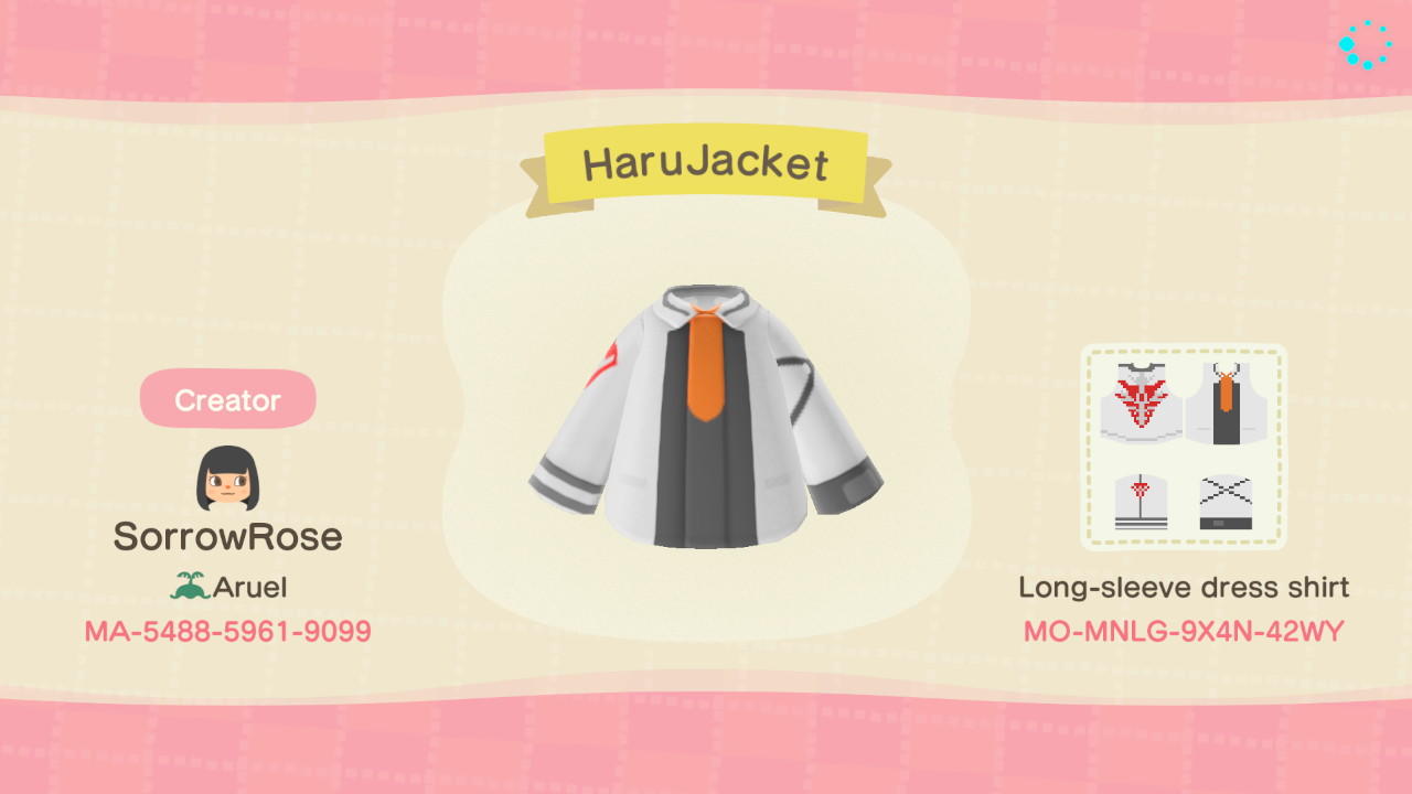 Animal Crossing Design Code: MO-MNLG-9X4N-42WY HaruJacket