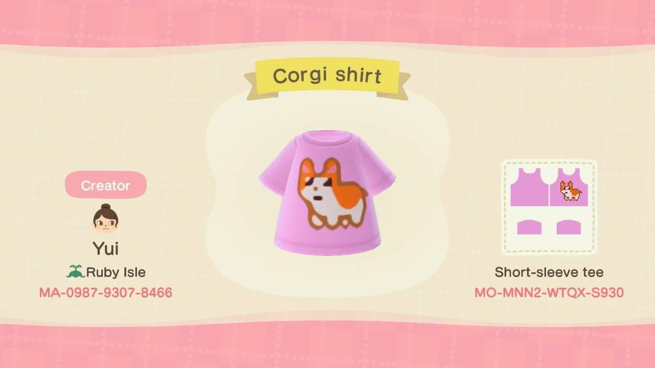 Animal Crossing Design Code: MO-MNN2-WTQX-S930 Corgi Shirt