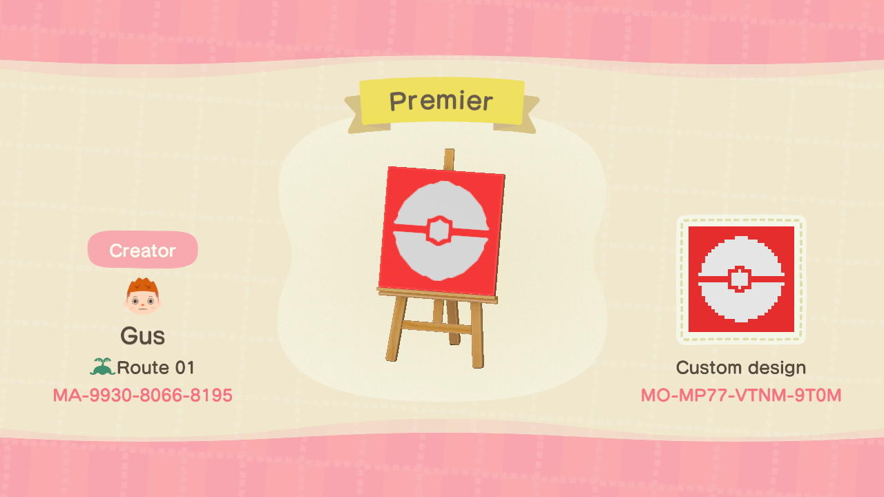 Animal Crossing Design Code: MO-MP77-VTNM-9T0M Premier Ball