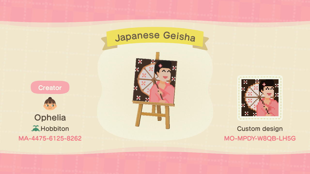 Animal Crossing Design Code: MO-MPDY-W8QB-LH5G Japanese Geisha Shop