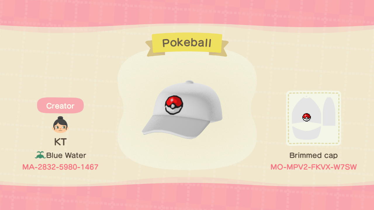 Animal Crossing Design Code: MO-MPV2-FKVX-W7SW Pokeball