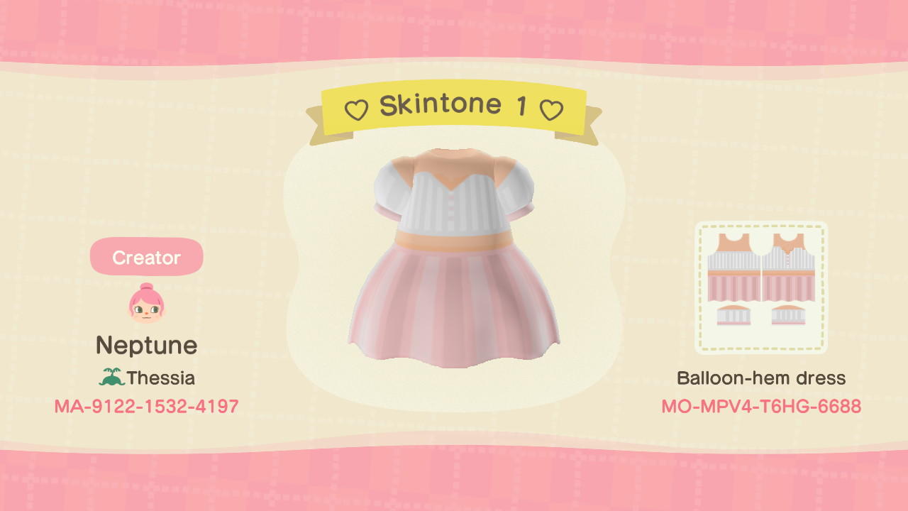 Animal Crossing Design Code: MO-MPV4-T6HG-6688 ♡ Skintone 1 ♡