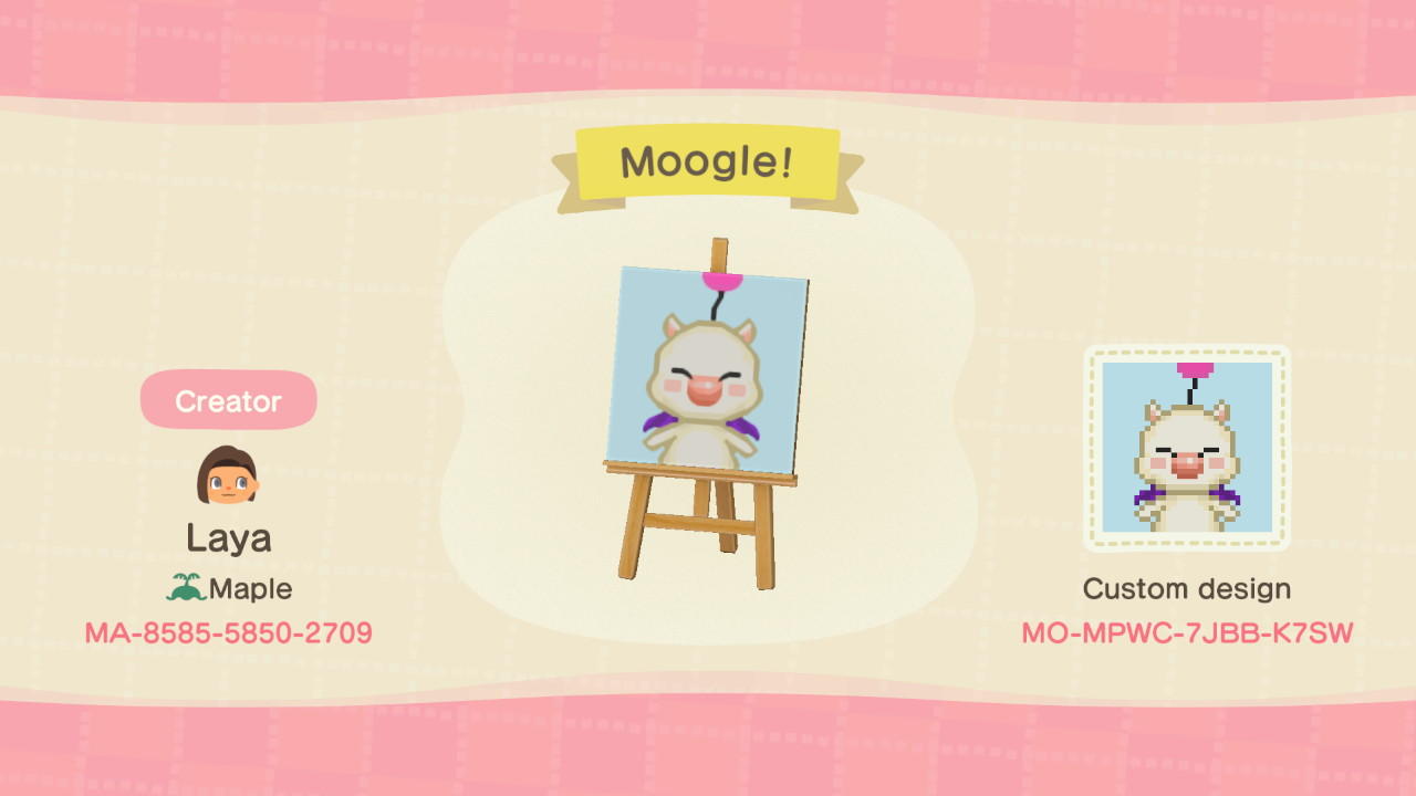 Animal Crossing Design Code: MO-MPWC-7JBB-K7SW Moogle!
