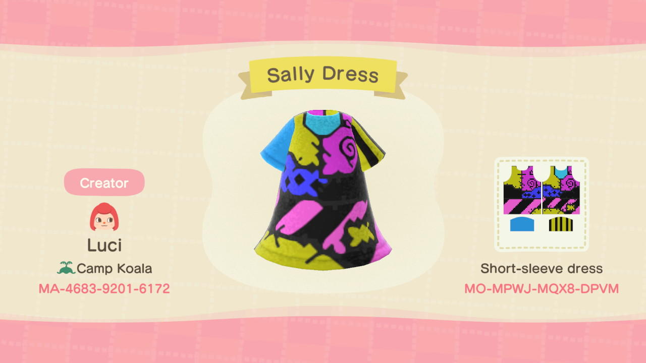 Animal Crossing Design Code: MO-MPWJ-MQX8-DPVM Sally Dress