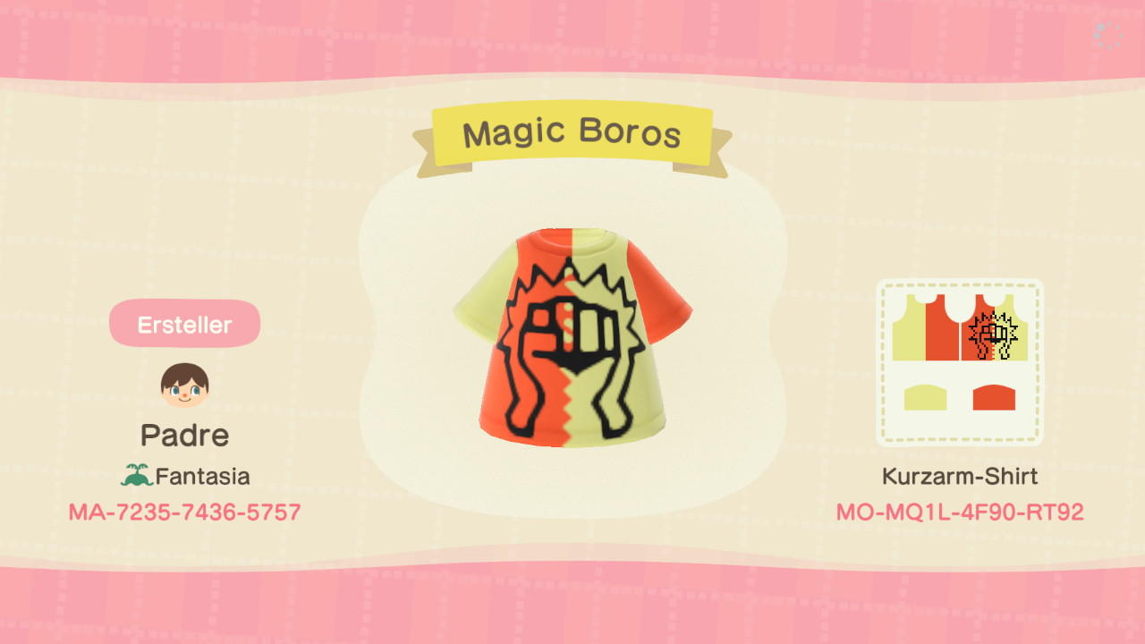 Animal Crossing Design Code: MO-MQ1L-4F90-RT92 Magic Boros
