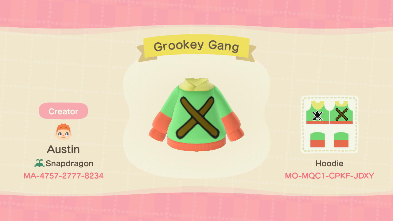 Animal Crossing Design Code: MO-MQC1-CPKF-JDXY Grookey Gang