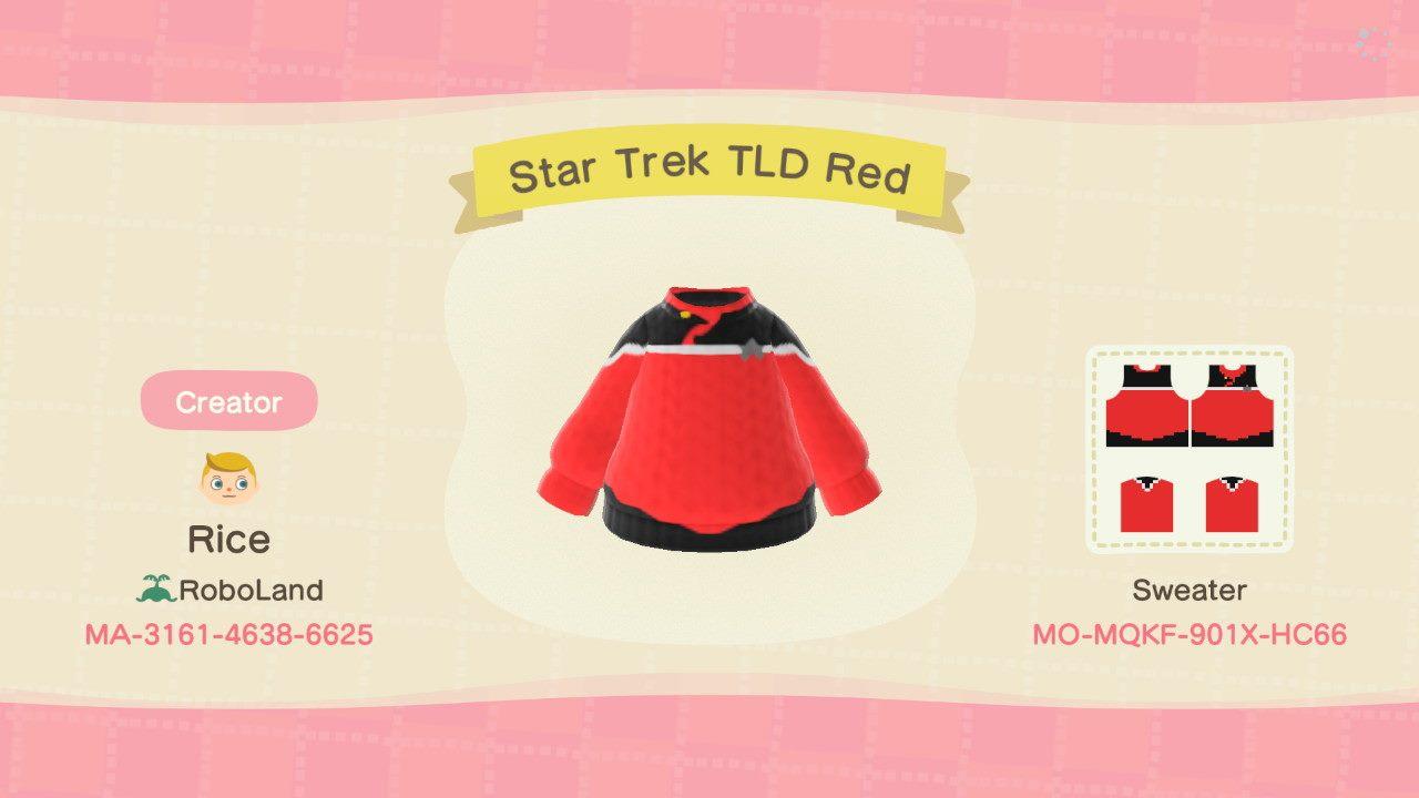 Animal Crossing Design Code: MO-MQKF-901X-HC66 Star Trek TLD Red
