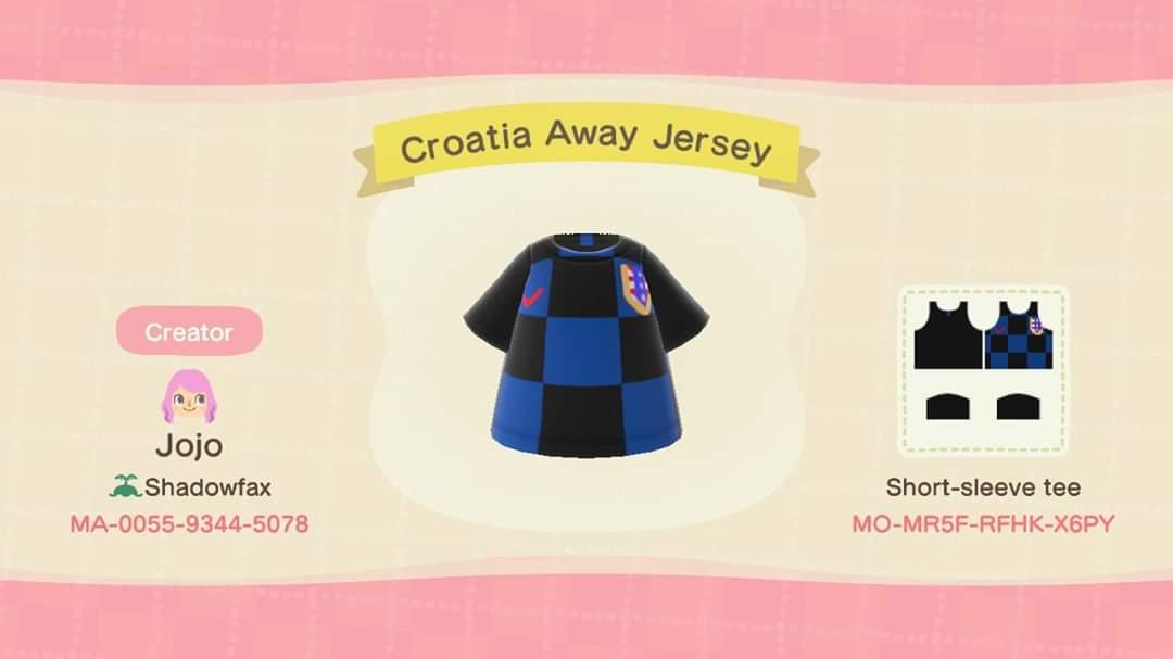 Animal Crossing Design Code: MO-MR5F-RFHK-X6PY Croatia Away Jersey