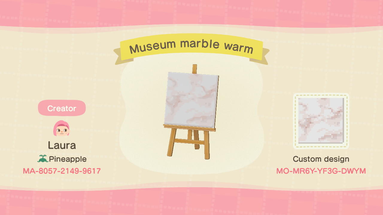 Animal Crossing Design Code: MO-MR6Y-YF3G-DWYM Marble tiles - Pink