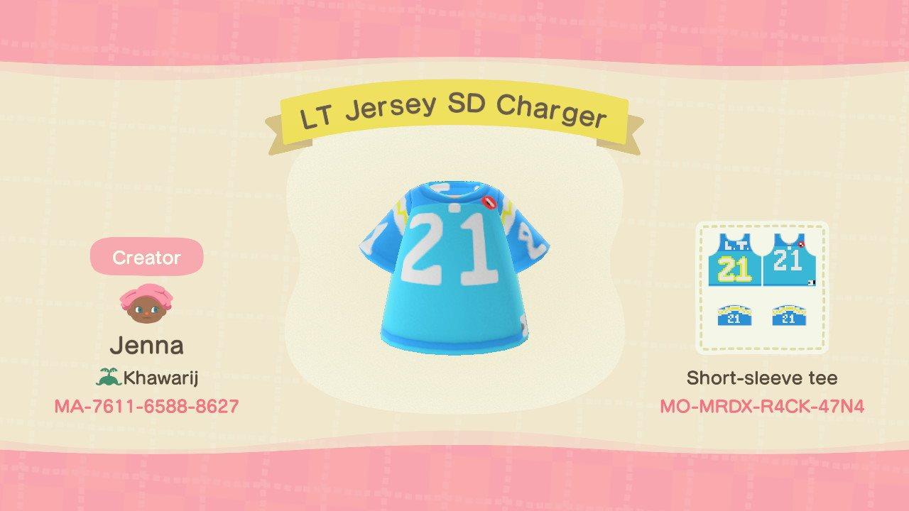 Animal Crossing Design Code: MO-MRDX-R4CK-47N4 Chargers Jersey L.T.