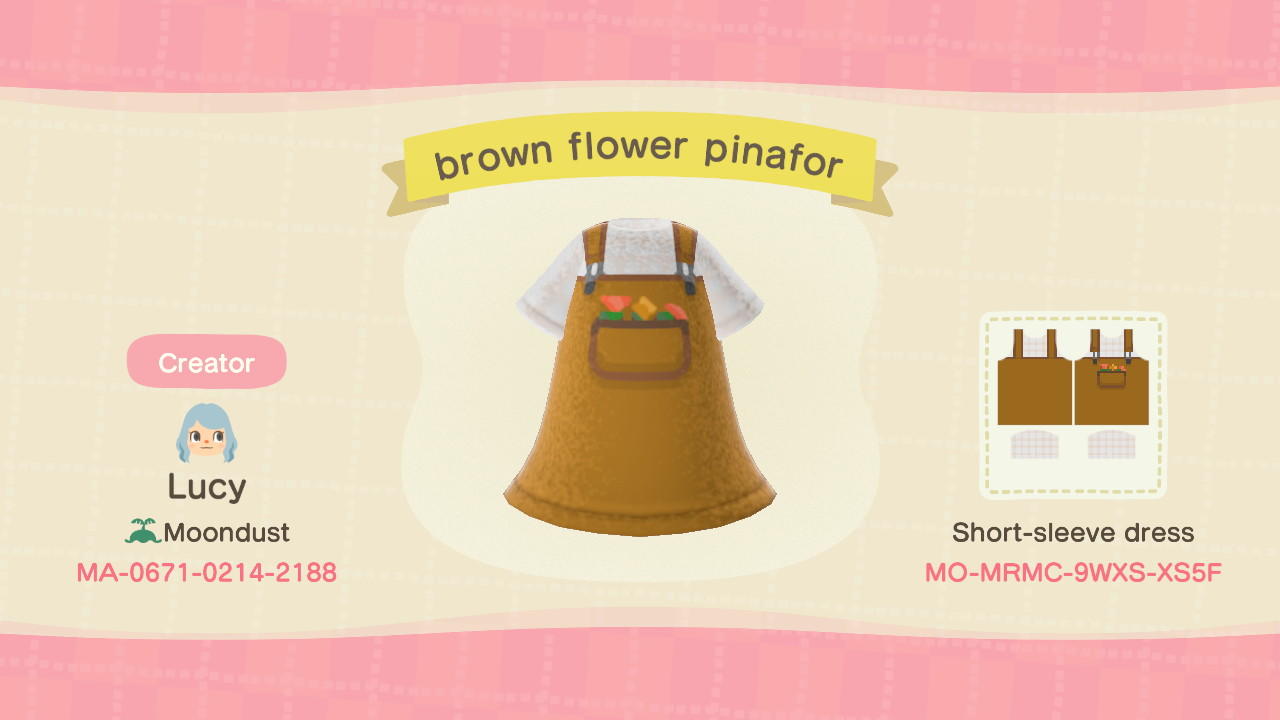 Animal Crossing Design Code: MO-MRMC-9WXS-XS5F brown pinafore