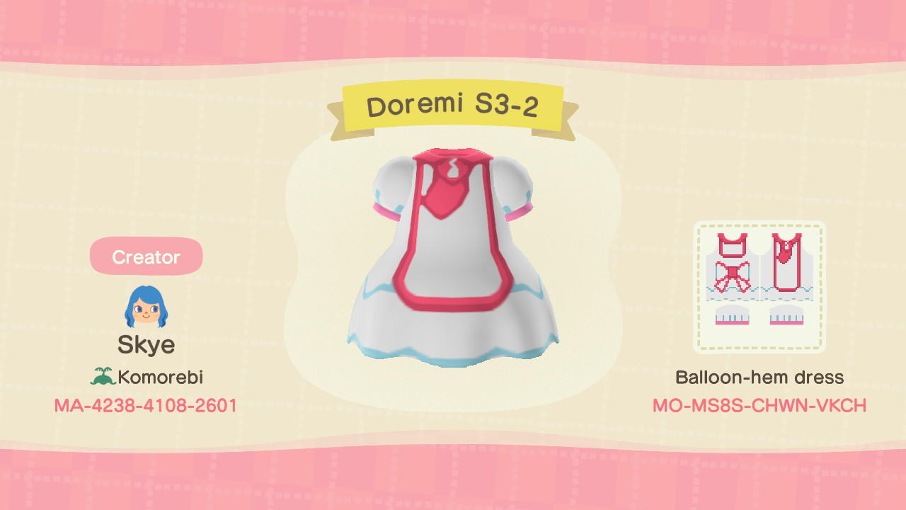 Animal Crossing Design Code: MO-MS8S-CHWN-VKCH Doremi S3-2