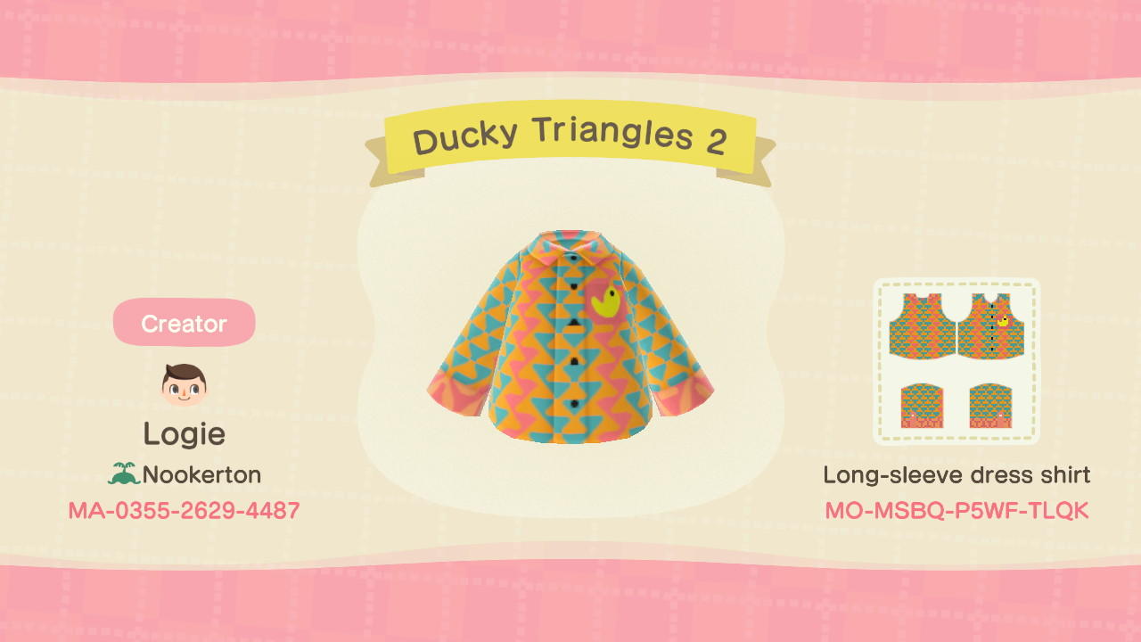 Animal Crossing Design Code: MO-MSBQ-P5WF-TLQK Ducky Triangles 2