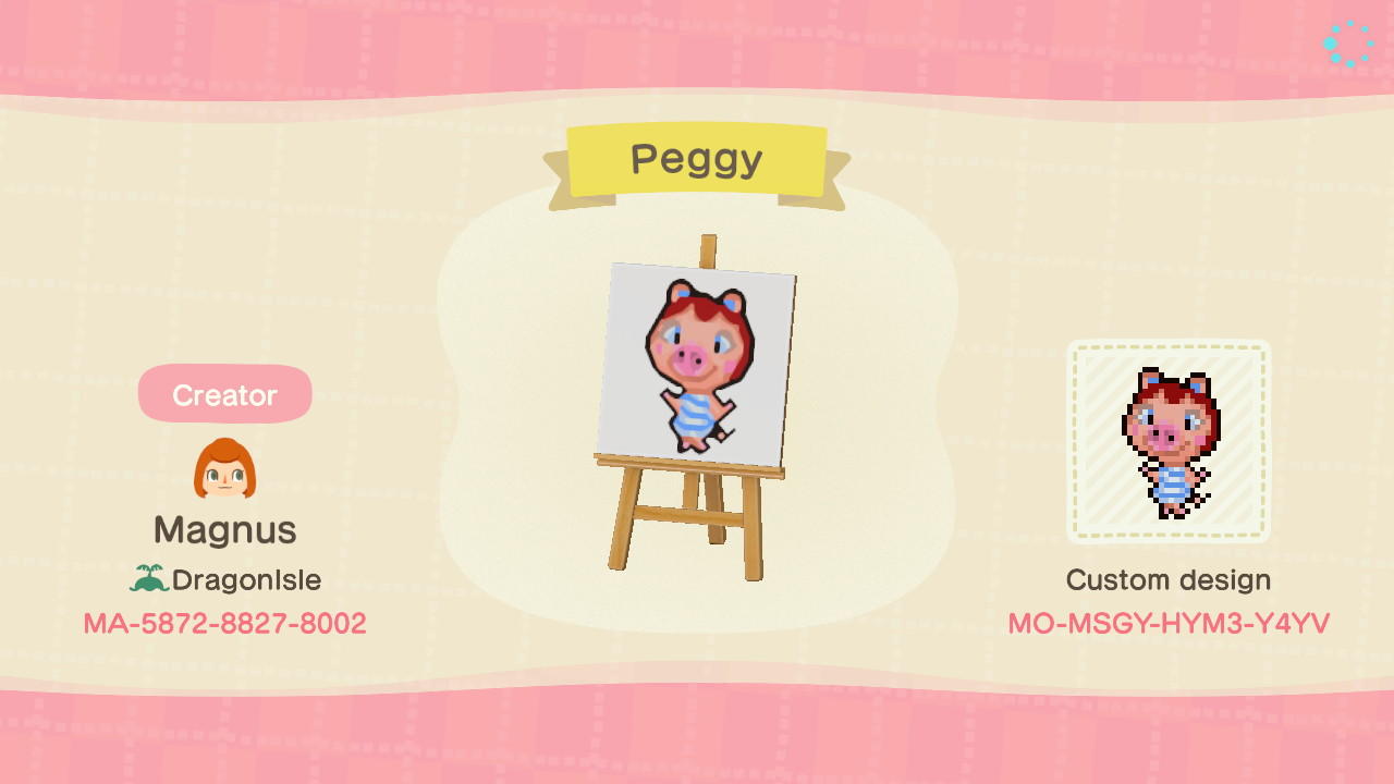 Animal Crossing Design Code: MO-MSGY-HYM3-Y4YV Peggy Signpost
