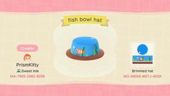 Animal Crossing Design Code: MO-MSS6-W07J-4D0X Fish bowl hat