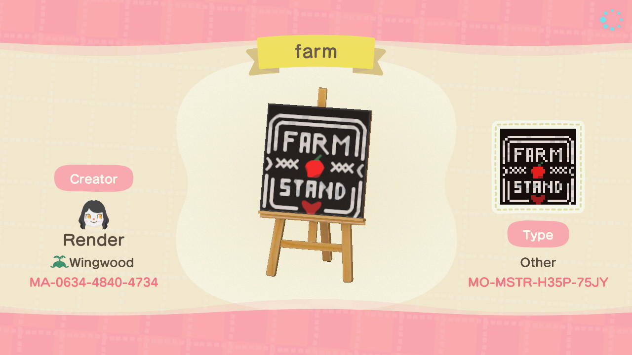 Animal Crossing Design Code: MO-MSTR-H35P-75JY Farm