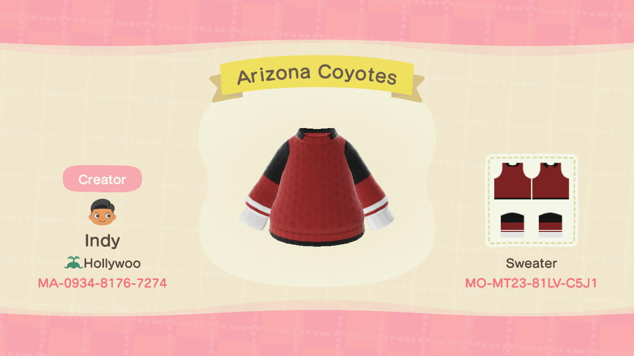 Animal Crossing Design Code: MO-MT23-81LV-C5J1 Arizona Coyotes