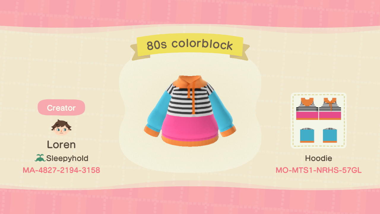 Animal Crossing Design Code: MO-MTS1-NRHS-57GL 80’s colorblock