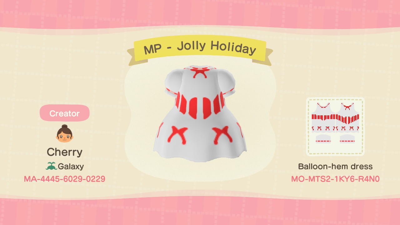Animal Crossing Design Code: MO-MTS2-1KY6-R4N0 MP - Jolly Holiday