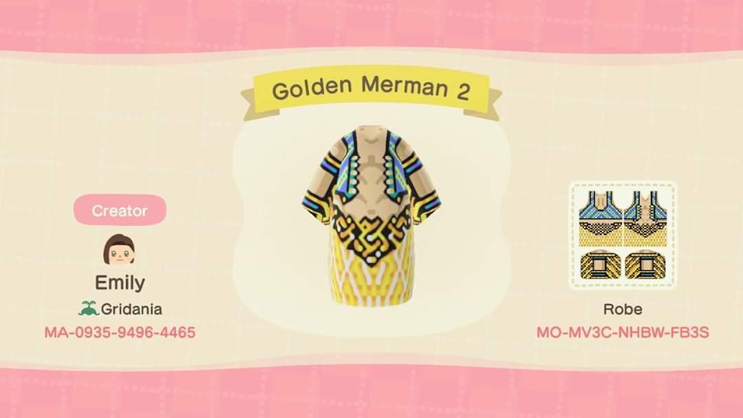 Animal Crossing Design Code: MO-MV3C-NHBW-FB3S Golden Merman 2