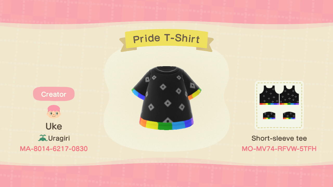 Animal Crossing Design Code: MO-MV74-RFVW-5TFH Pride T-shirt