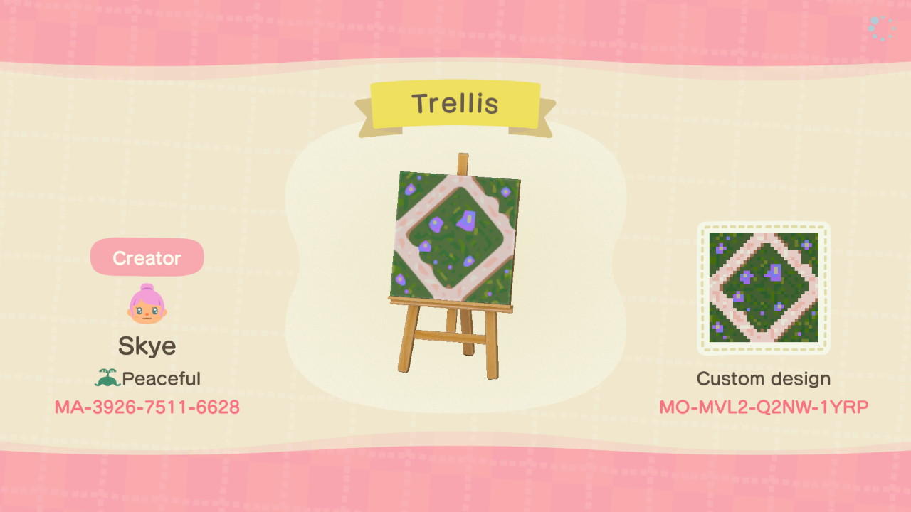 Animal Crossing Design Code: MO-MVL2-Q2NW-1YRP Floral Trellis
