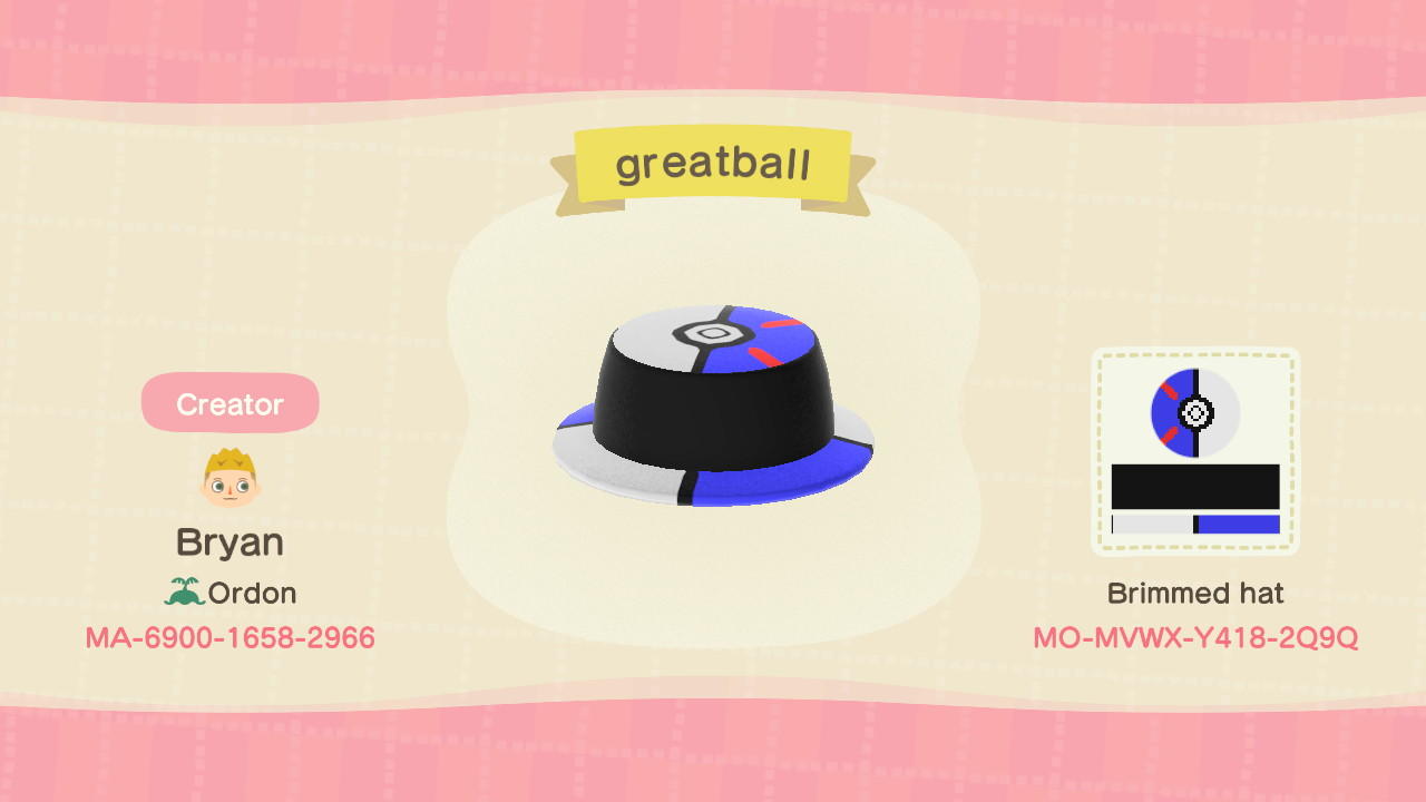Animal Crossing Design Code: MO-MVWX-Y418-2Q9Q Greatball