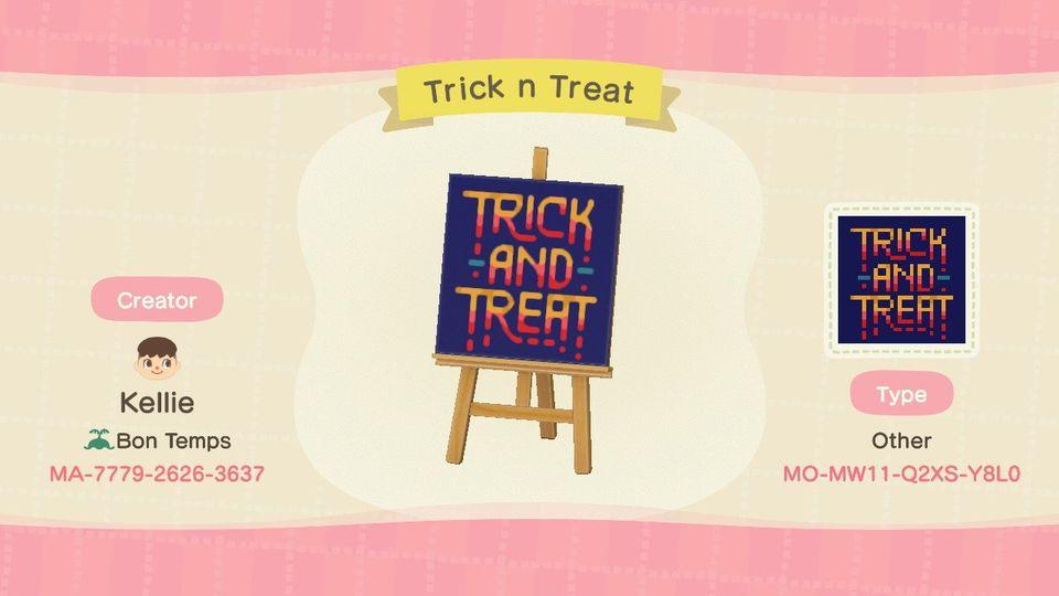 Animal Crossing Design Code: MO-MW11-Q2XS-Y8L0 Trick n Treat sign