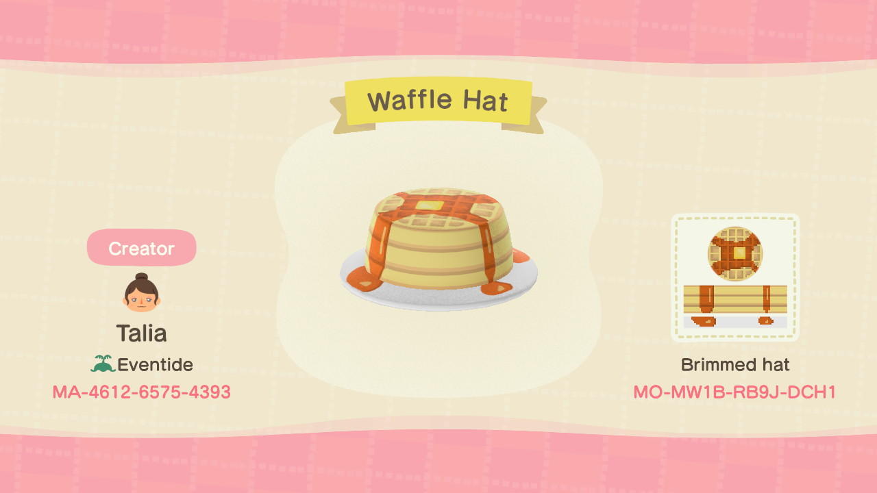 Animal Crossing Design Code: MO-MW1B-RB9J-DCH1 Waffle Hat