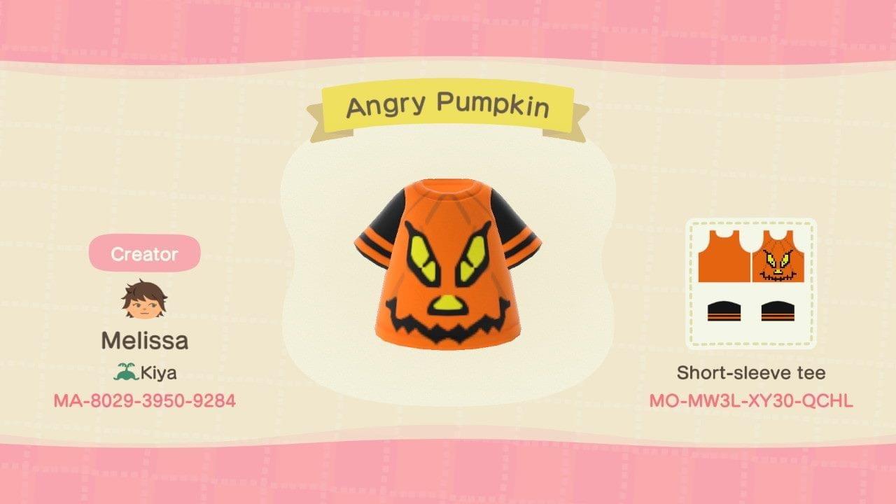 Animal Crossing Design Code: MO-MW3L-XY30-QCHL Angry Pumpkin
