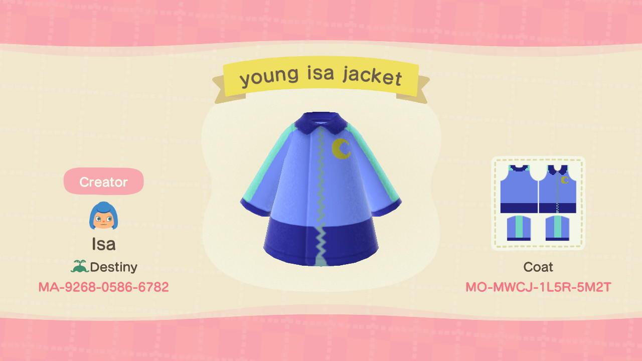 Animal Crossing Design Code: MO-MWCJ-1L5R-5M2T KH Young Isa Jacket